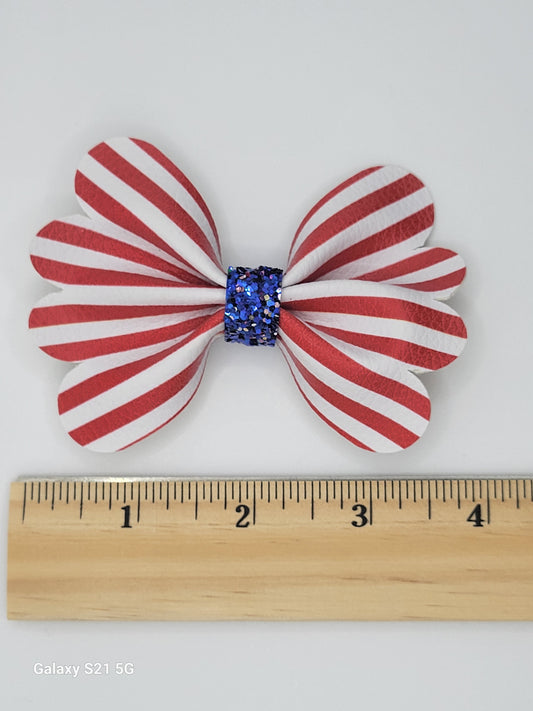 Addy Bow-Red and White Stripe on Clip