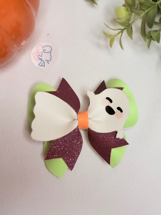 Boo! Bow- Green/Purple