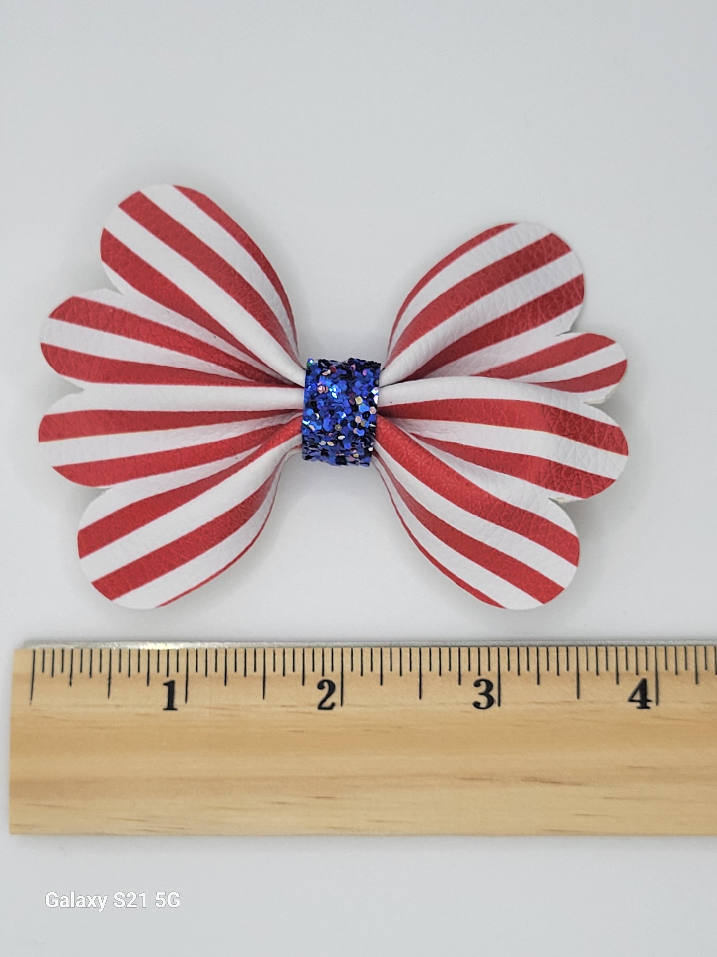 Addy Bow-Red and White Stripe on Clip