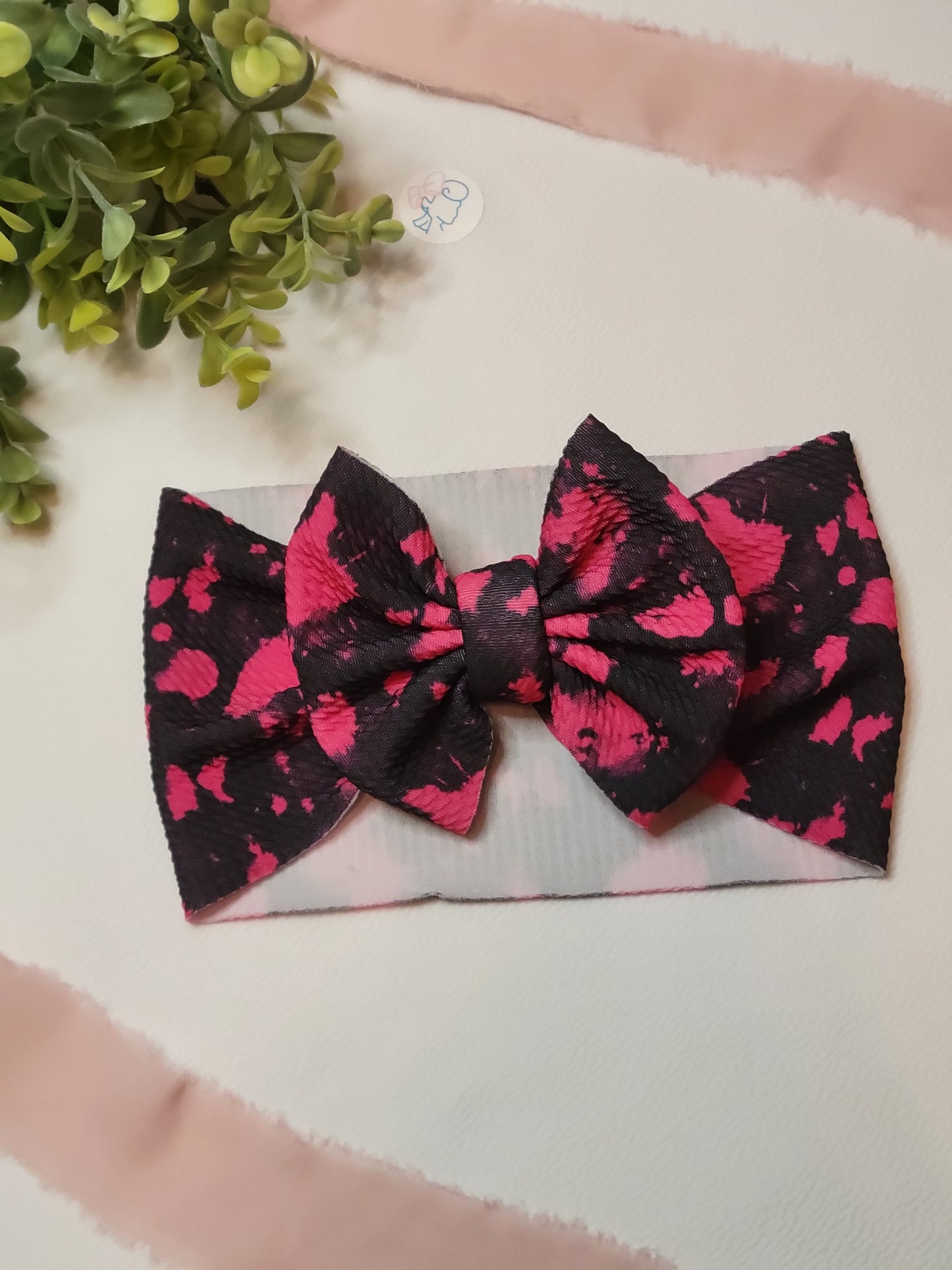 Pink Splatter- Bow