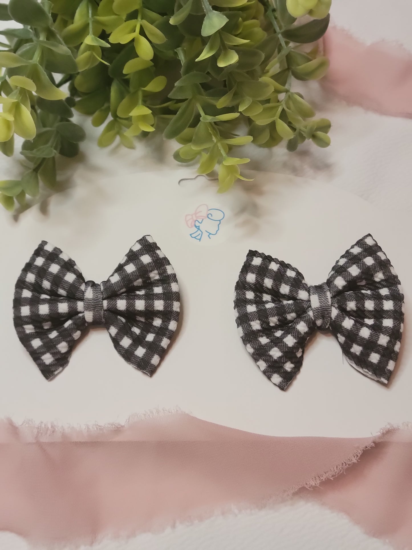 Black Gingham-Piggie Bows